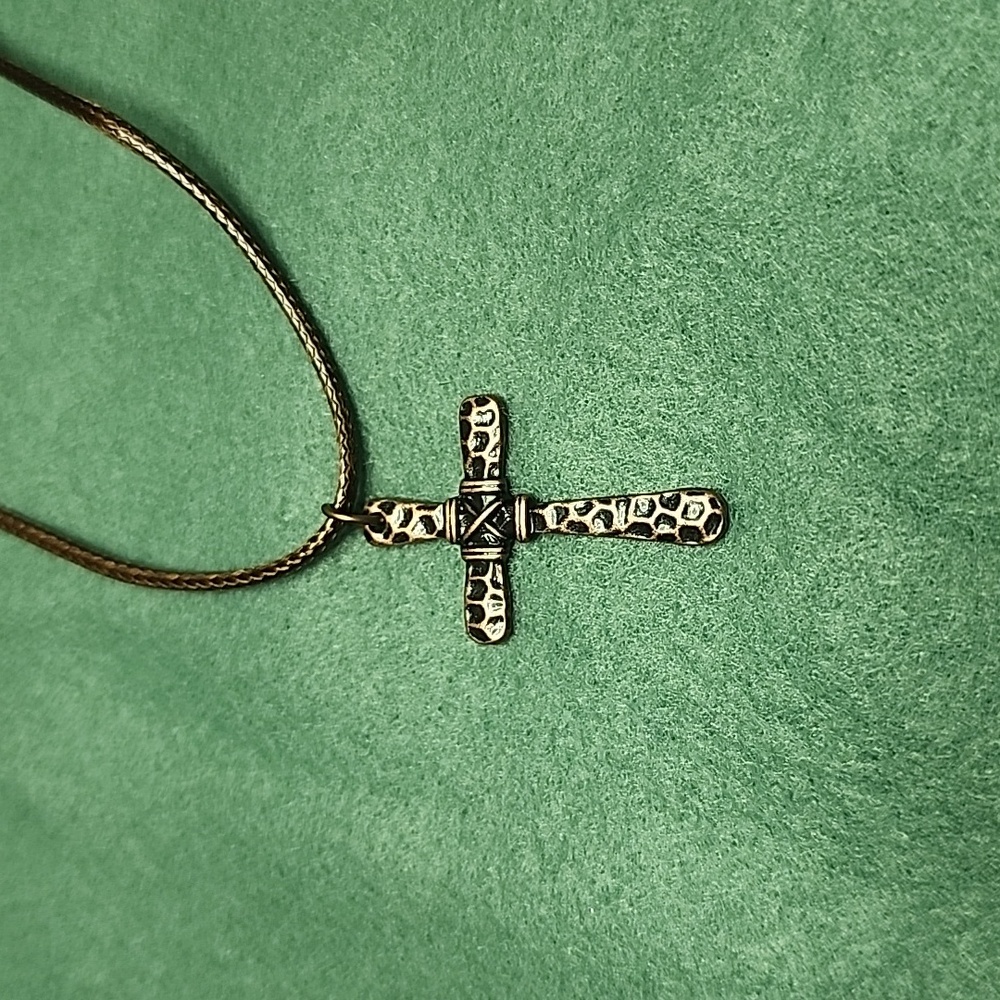 Vintage copper look Cross necklace